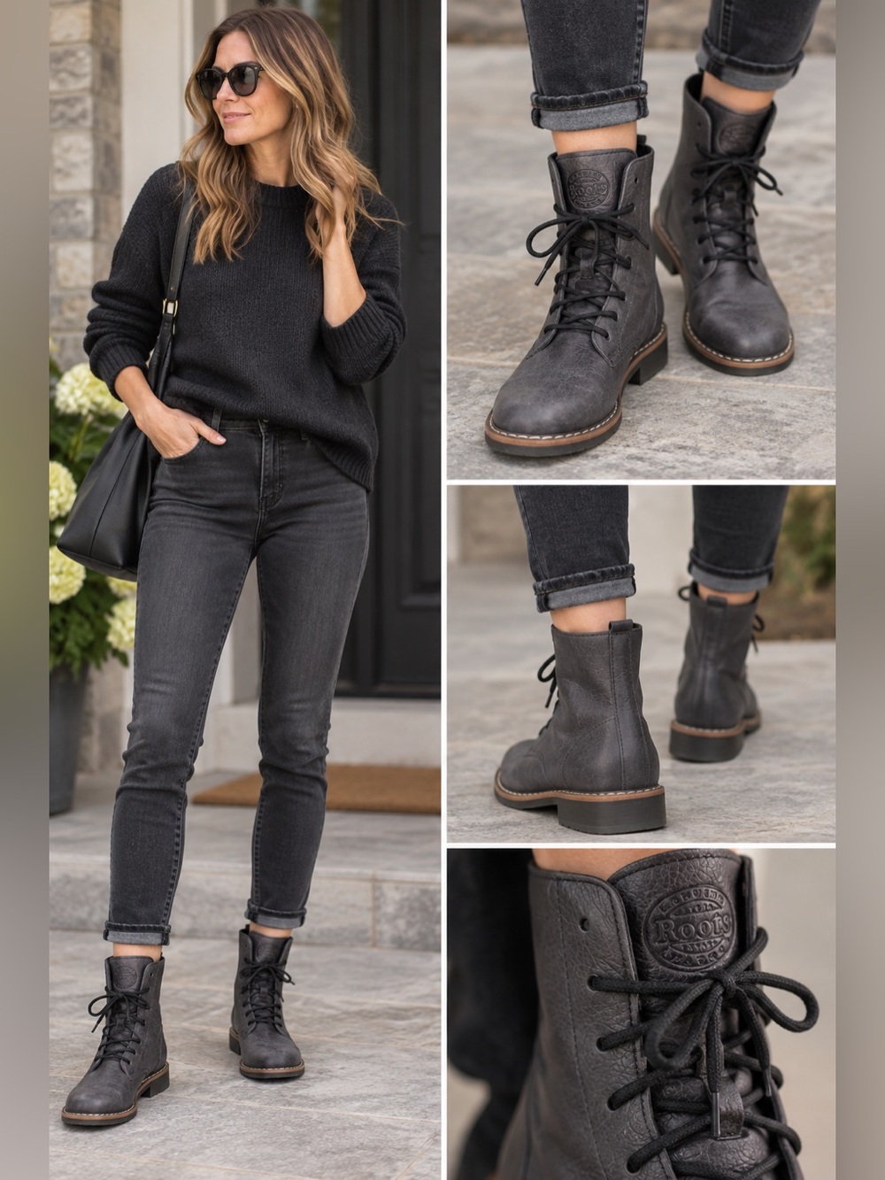 Roots lace up boot blue size 7